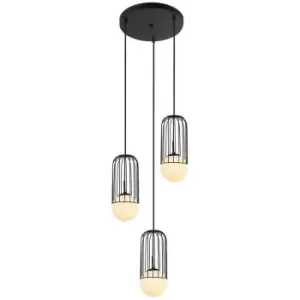 Image of Italux Lighting - Italux Matty - Modern Hanging Pendant Black 3 Light with Black, White Shade, E27