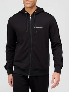 Image of Armani Exchange Gold Logo Zip Through Hoodie Black Size M Men
