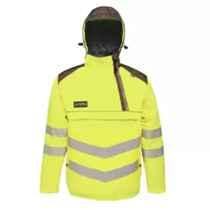 Image of Regatta Mens Tactical Hi Vis Waterproof Reflective Overhead Bomber Jacket (M) (Yellow/Grey)