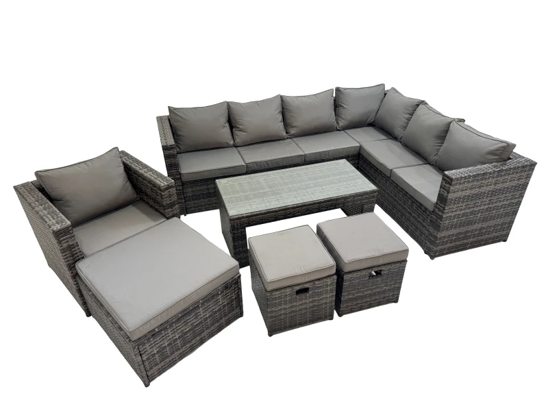 Image of Fimous Garden Furniture Set with Chair 3 Stool Dark Grey Mixed Dark Grey Unisex