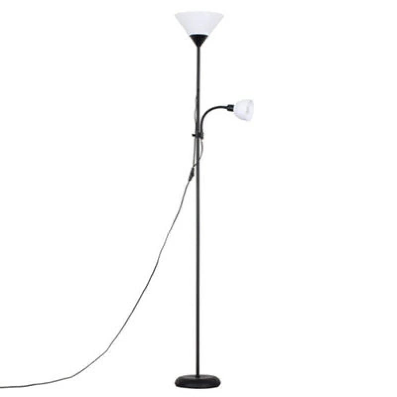 Image of ValueLights ValueLights Mozz Mother & Child Uplighter Floor Lamp with Side Lamp and LED Bulbs in Jet Black Jet Black One Size Unisex 5059406004896