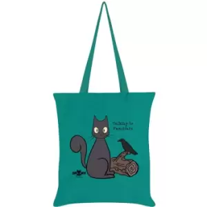 Image of Spooky Cat - Talking To Familiars Tote Bag (One Size) (Emerald Green/Grey/Brown)