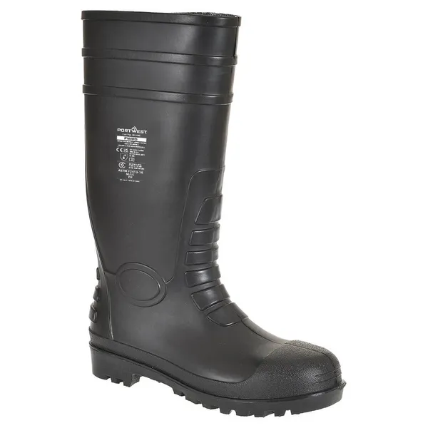 Image of Portwest Total S5 Safety Wellington Boots FW95BKR46 Colour: Black
