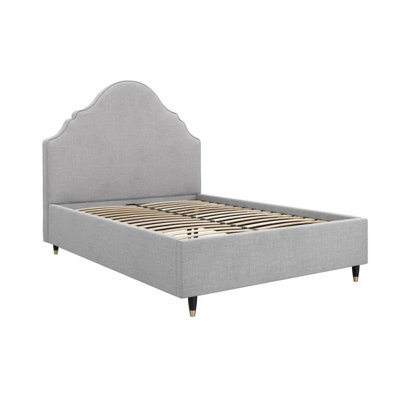 Image of Quince King Size Bed Frame (Pack of 2) - Linen Blend/Wood - L232 x W189 x H147cm - Light Grey/Black - Flat Pack LPDQUILGR5.0*