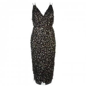 Image of Adrianna Papell Adrianna Short Bead Dress Womens - BLACK MULTI