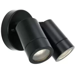 Image of IP44 Outdoor Adjustable Spotlight Matt Black Twin GU10 Dimmable Up Down light