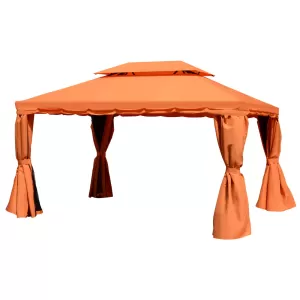 Image of Outsunny 3m x 4m Aluminium Frame Polyester Draped 2-Tier Roof Gazebo Orange