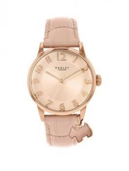 Image of Radley Blush Sunray Charm Dial And Leather Strap Ladies Watch