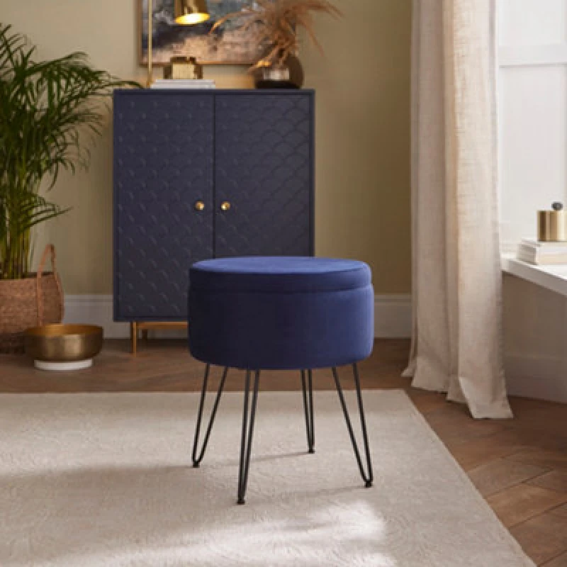 Image of Avery Velvet Storage Occasional Stool