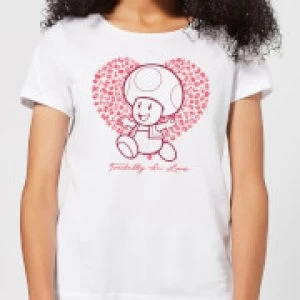 Image of Super Mario Toadally In Love Womens T-Shirt - White - S