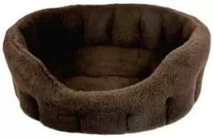 Image of Fleece Material Softee Beds Dark Brown