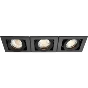 Image of Triple Adjustable Recessed Boxed Downlight - 3 x 50W GU10 Reflector - Matt Black