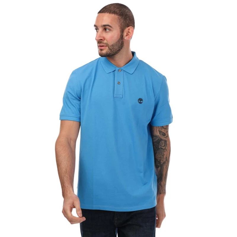 Image of Timberland Pique Short Sleeve Polo - Blue Blue S