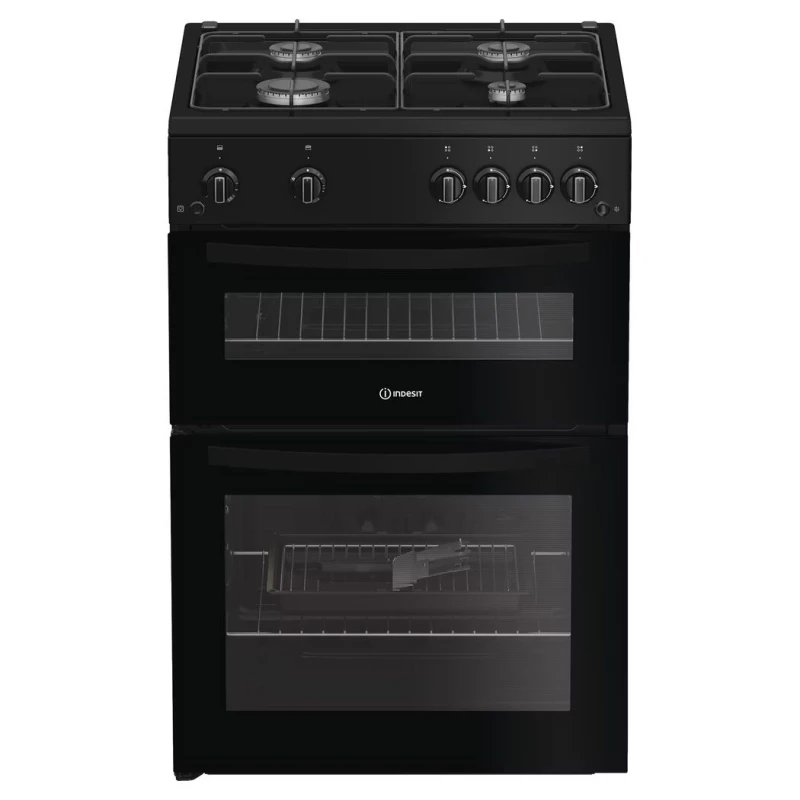 Image of Indesit IDG6GB 60cm Freestanding Double Oven Gas Cooker Black