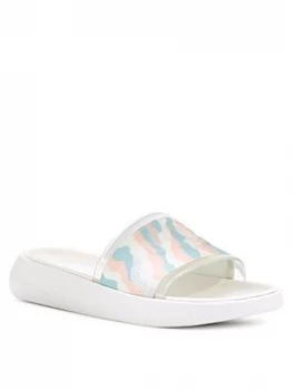 Image of UGG Slide Cali Collage Flat Sandal - Multi, Pride Stripes, Size 6, Women