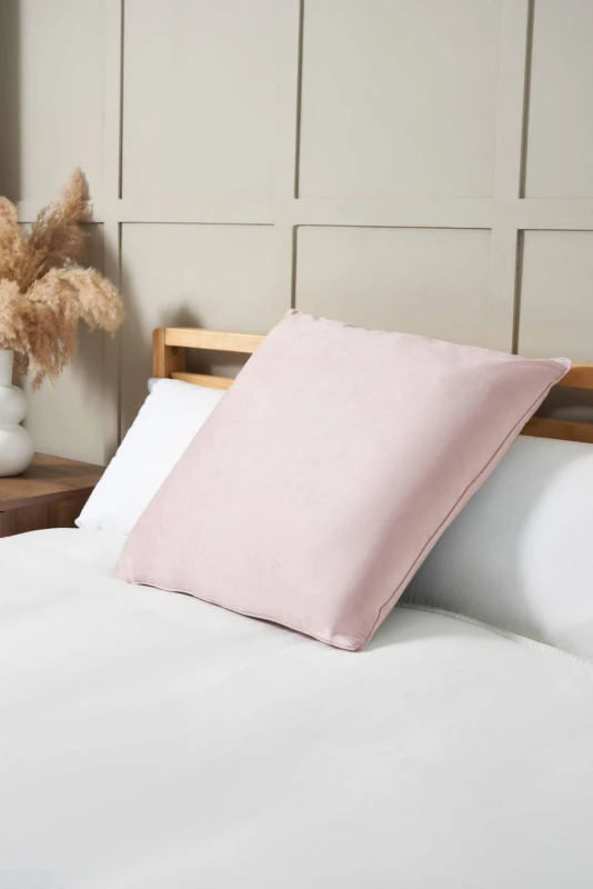 Image of BHS Large Velour Piped Cushion in Pink Pink Unisex