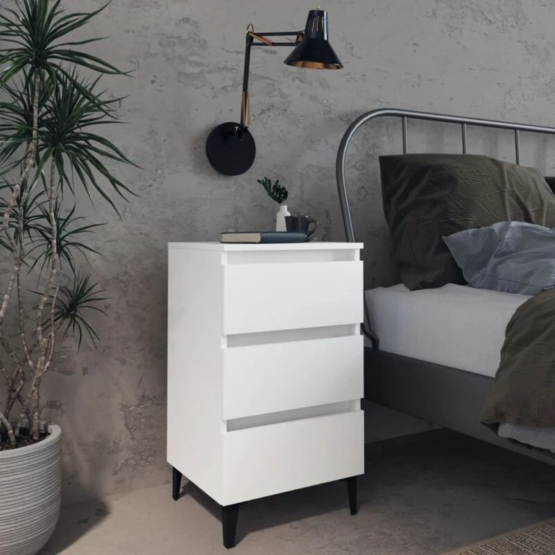 Image of VIDAXL Bed Cabinet with Metal Legs White 40x35x69cm Vidaxl 8720286357149