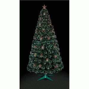 Image of Premier Fibre Optic LED Christmas Tree with Pine Cones and Berries - 6ft
