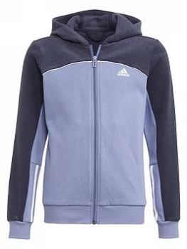 Image of adidas Junior Girls CB Fleece Hoody TT - Purple/Navy, Purple/Navy, Size 5-6 Years, Women