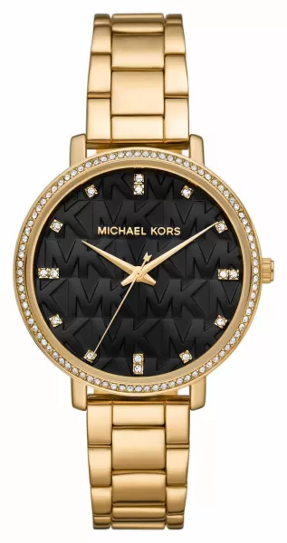 Image of Michael Kors MK4593 Pyper Black MK patterned Dial Watch