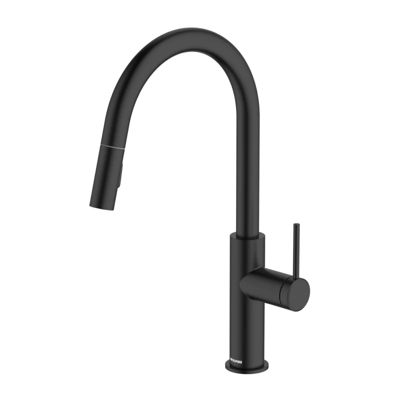 Image of McAlpine McAlpine Ness Side Lever Pull Out Kitchen Mixer Tap - Matte Black Black