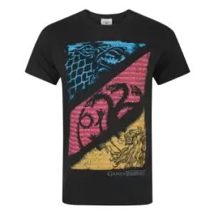 Image of Game Of Thrones Official Mens House Sigil Quotes T-Shirt (S) (Black)