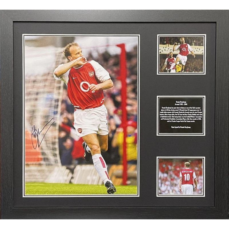Image of AllStarSignings Ltd Dennis Bergkamp signed & framed Arsenal photograph Red unisex One Size