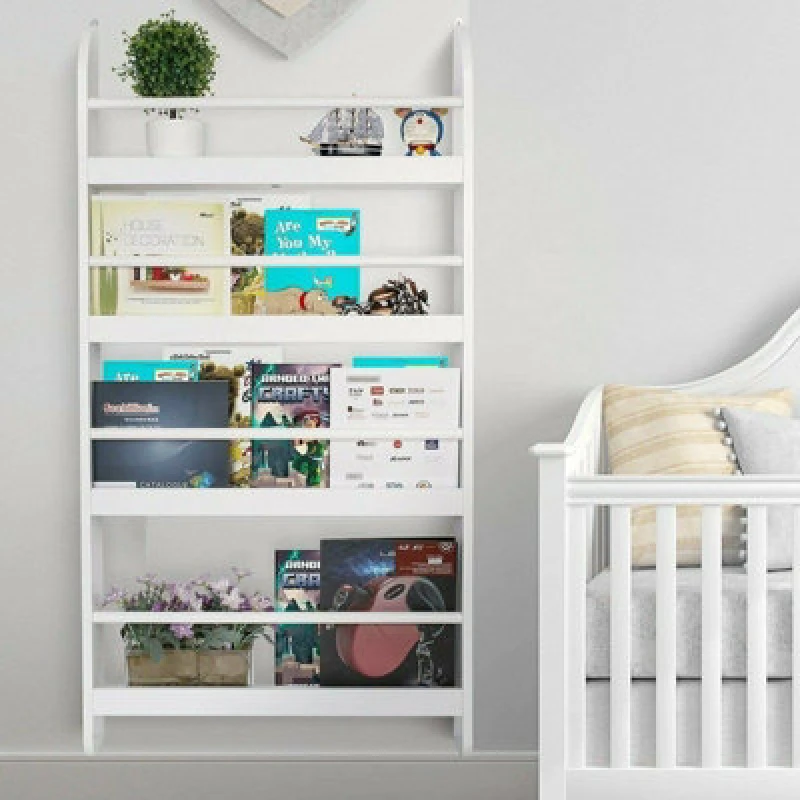 Image of Gr8 Home Wall Mounted Childrens Bookcase Kids Display Bookshelf Storage Unit Shelving Rack