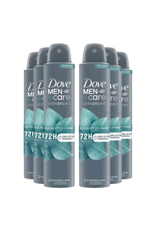 Image of Dove Men+Care Adv 'AntiPerspirant' Deo Spray, 6x200ml Grey male