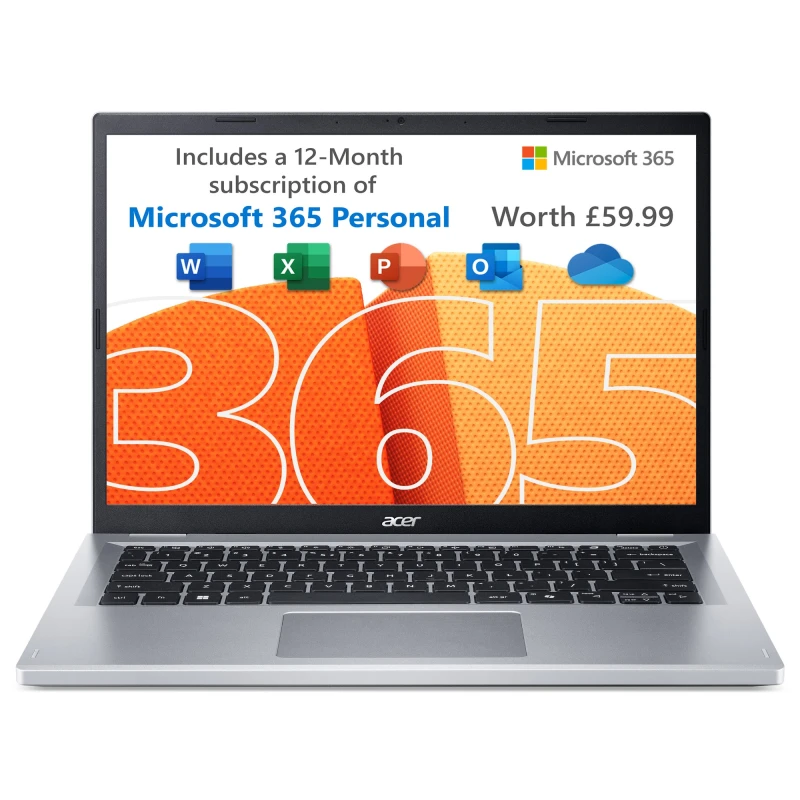 Image of Acer Aspire Go 14 AG14-31P 14" Laptop - Intel N, 128 SSD, 4GB RAM - Silver