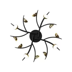 Image of 12 Light Semi-Flush, 12 x 3W LED, 3000K, 1980lm, Black, Antique Brass - Luminosa Lighting