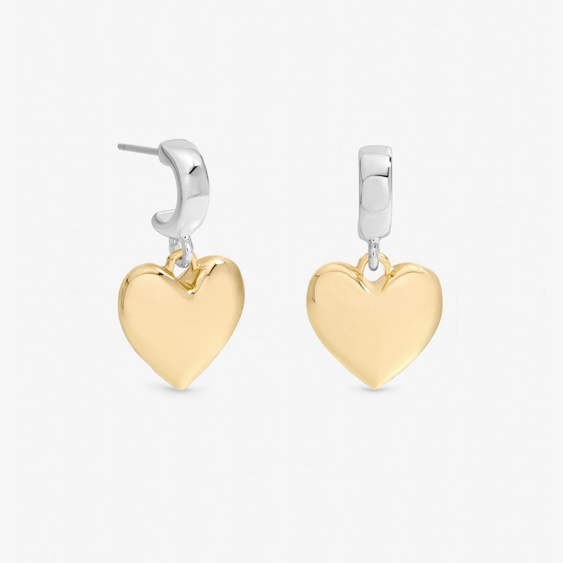 Image of Mood Two Tone Heart Huggie Earrings Gold female One Size