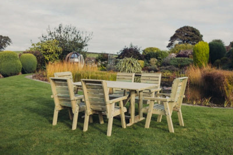Image of Churnet Valley Garden Furniture Ltd Churnet Valley 6 Seat Clover Garden Patio Dining Set