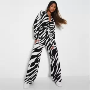 Image of I Saw It First Zebra Print Wide Leg Trouser Co Ord - Black