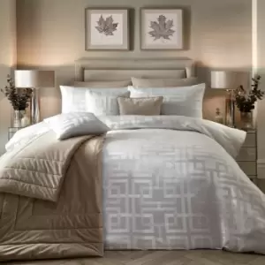 Image of Soiree Bardon Jacquard Geometric Metallic Yarn Duvet Cover Set, Ivory, King