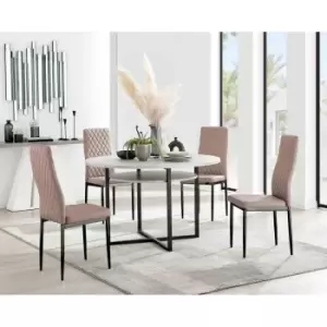 Image of Furniture Box Adley Grey Concrete Effect Storage Dining Table and 4 Cappuccino Milan Black Leg Chairs