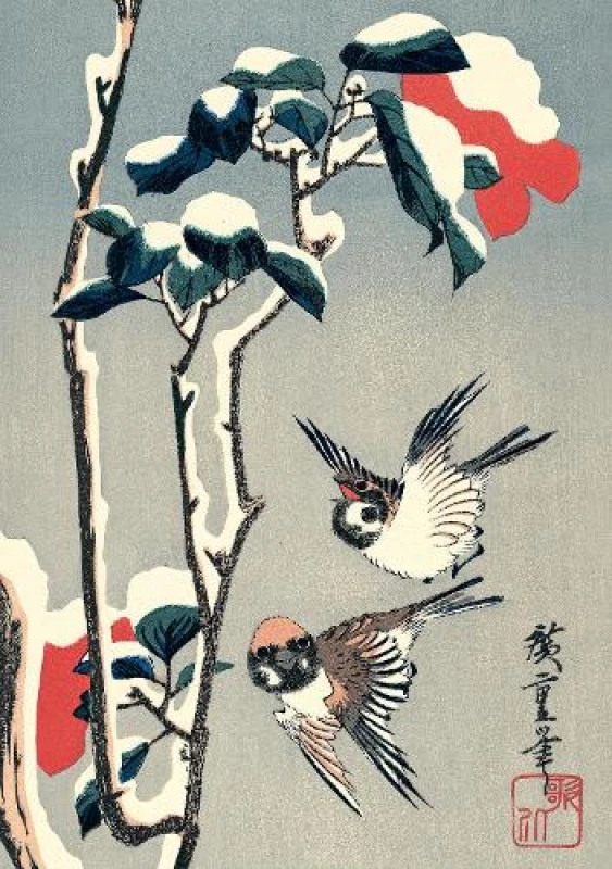 Image of Journal Sparrows and Camellia in Snow by Hiroshige, Lined PB. Paperback. By Tuttle Studio, Utagawa Hiroshige illustrated by Books