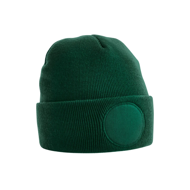 Image of Beechfield Beechfield Men Circular Patch Cuffed Beanie in Bottle Green Bottle Green One Size Male 5063425548910