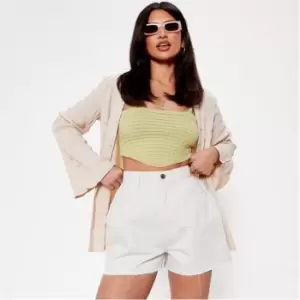 Image of I Saw It First Raw Hem Denim Boy Shorts - Cream