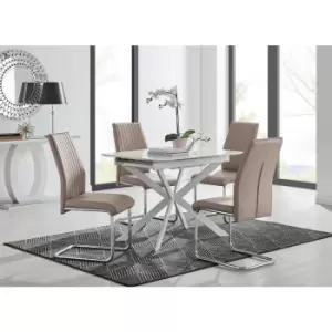Image of Lira 100 Extending Dining Table and 4 Cappuccino Lorenzo Chairs - Cappuccino