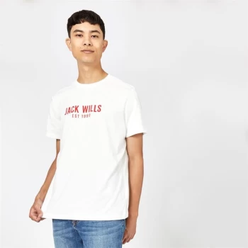 Image of Jack Wills Murphy Graphic Logo T-Shirt - Vintage White