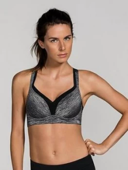 Image of DORINA Outrun High Impact Push Up Sports Bra - Grey Melange, Size 38, Women