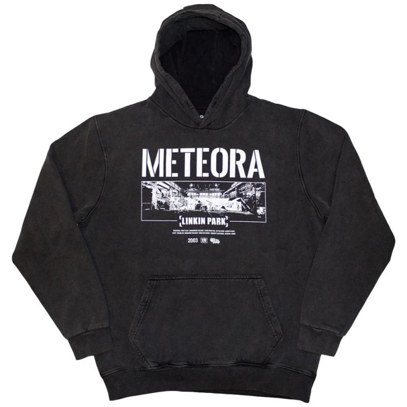 Image of Linkin Park Linkin Park Men Meteora Wall Art Stone Wash Pull Over Hoodie in Charcoal Size: Small Charcoal S Male 5063652716717