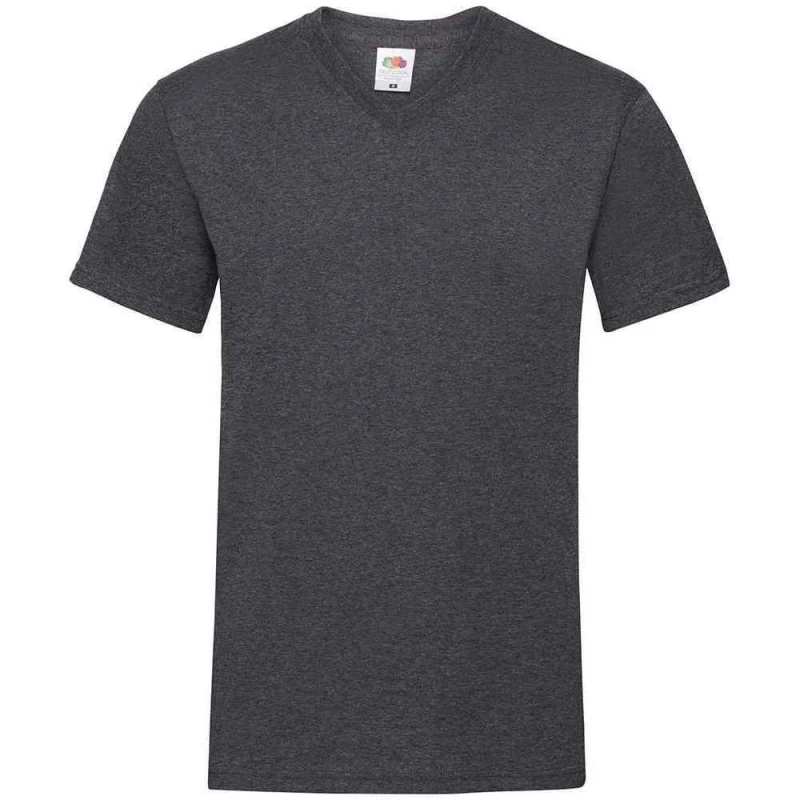 Image of Fruit Of The Loom Fruit of the Loom Men Valueweight V Neck T-Shirt in Dark Grey Size: Medium Dark Grey M Male 5063527506931