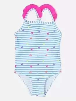 Image of Accessorize Girls Heart Print Swimsuit - Multi, Size Age: 5-6 Years, Women