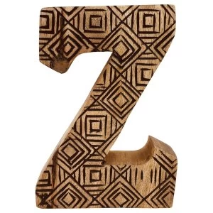 Image of Letter Z Hand Carved Wooden Geometric
