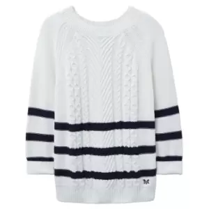 Image of Crew Clothing Womens Rita Cable Jumper White/Navy 14