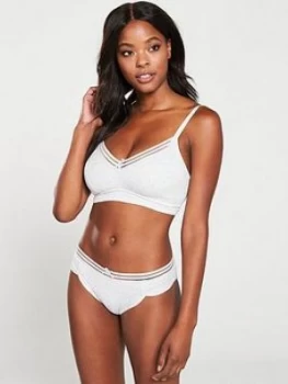 Image of Pour Moi Twist Cotton Soft Non Wired Bra - Grey Marl, Size 34E, Women