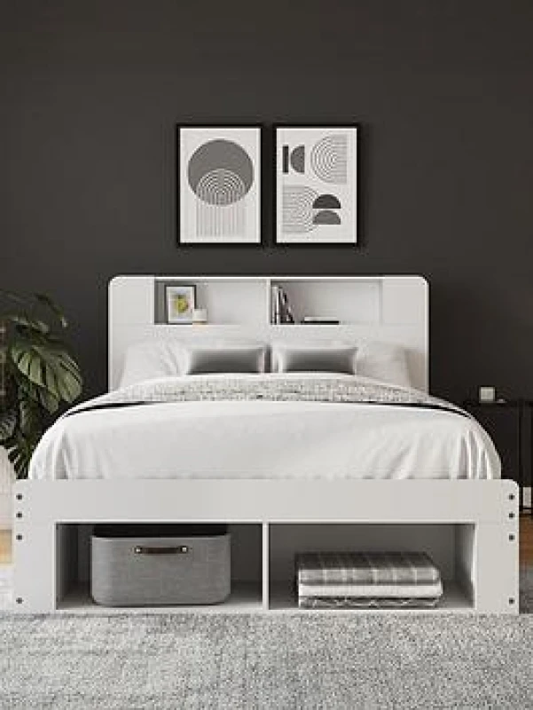 Image of Gfw Anya 135Cm Wooden Ottoman Bed White - Bedframe + Premium Mattress White WO4QM Unisex Double,King