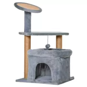 Image of Pawhut Cat Tree Tower W/ Scratching Posts & Condo Perch& Kitten Toy - Grey